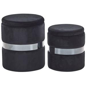 Lot de 2 poufs en tissu noir 3530x4436cm