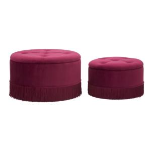 Lot de 2 poufs en tissu violet Ø 71x41-55x33  cm