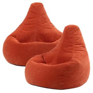 Lot de 2 poufs poire inclinables velours côtelé orange terr…