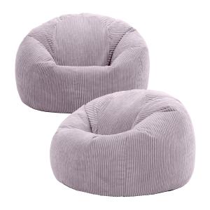 Lot de 2 poufs velours côtelé violet lavande