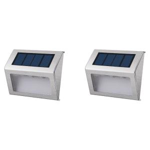 Lot de 2 projecteurs solaires Acier Gris H10cm