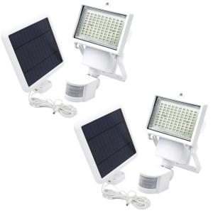 Lot de 2 Projecteurs solaires sensor Plastique Blanc 1000lm