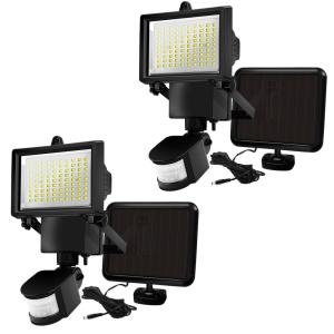 Lot de 2 Projecteurs solaires sensor Plastique Noir 1000lm