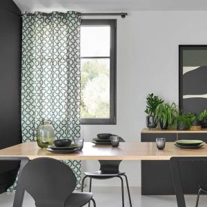 Lot de 2 rideaux en coton blanc à motif vert 140 x 260 cm