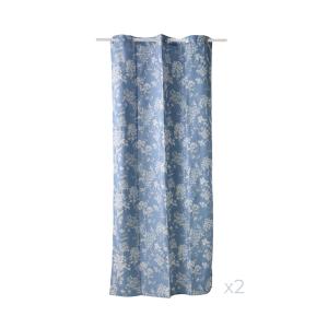 Lot de 2 rideaux en coton bleu 135 x 260 cm