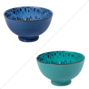 Lot de 2 saladiers   20 cm  bleus en porcelaine