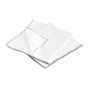 Lot de 2 serviettes de table en lin lavé 45x45cm Blanc, Lin