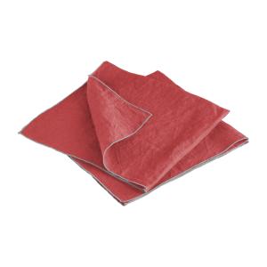 Lot de 2 serviettes de table en lin lavé 45x45cm Rouge Mars…