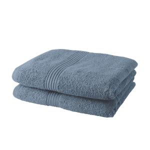 Lot de 2 serviettes de toilette 100% coton bleu gris 50x90