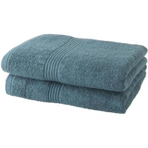 Lot de 2 serviettes de toilette 100% coton bleu pétrole 50x…