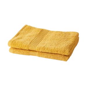 Lot de 2 serviettes de toilette 100% coton jaune 50x90