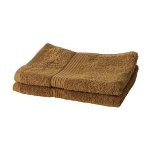 Lot de 2 serviettes de toilette 100% coton marron 50x90