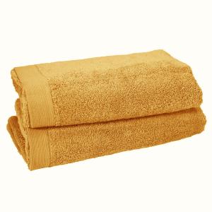 Lot de 2 serviettes de toilette 500 g/m²  caramel 50x90 cm