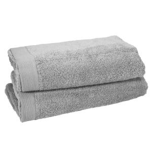 Lot de 2 serviettes de toilette 500 g/m²  gris perle 50x90…