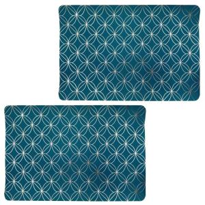 Lot de 2 sets de table bleu avec encre métal doré 30 x 45 c…