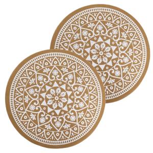 Lot de 2 sets de table effet jute lessivables Blanc et marr…
