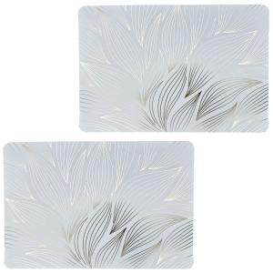 Lot de 2 sets de table gris feuillage avec encre métal doré…