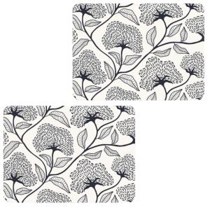 Lot de 2 sets de table motifs ginkgo beige et noir 28 x 43…