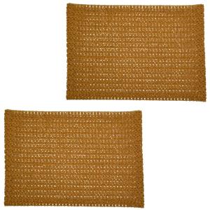 Lot de 2 sets de tables rectangles en jute marron 31 x 45 cm