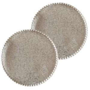 Lot de 2 sets de tables ronds en jute argent Diam. 38 cm