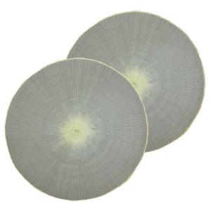 Lot de 2 sets de tables ronds en jute gris Diam. 38 cm