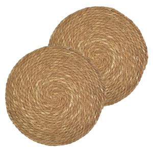Lot de 2 sets de tables ronds en jute marron Diam. 38 cm