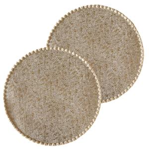 Lot de 2 sets de tables ronds en jute or Diam. 38 cm