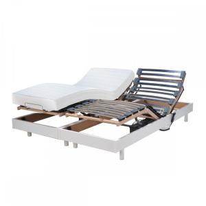 Lot de 2 sommiers relaxation électrique avec matelas, blanc…