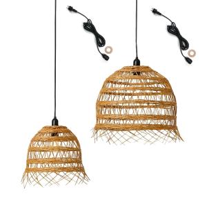 Lot de 2 suspensions secteurs Polyrotin Beige h45cm