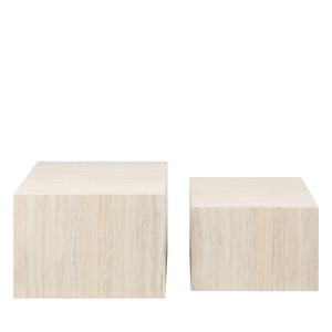 Lot de 2 tables basses carrées effet travertin - Beige