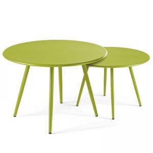 Lot de 2 tables basses de jardin en acier vert