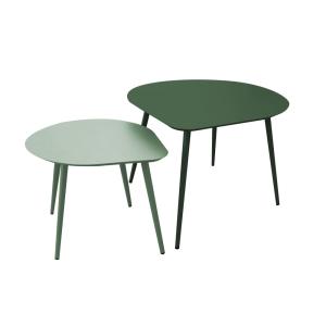 Lot de 2 tables basses de jardin en métal vert forêt et ver…