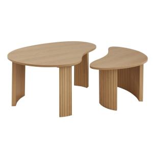 Lot de 2 tables basses forme organique décor bois L80 cm