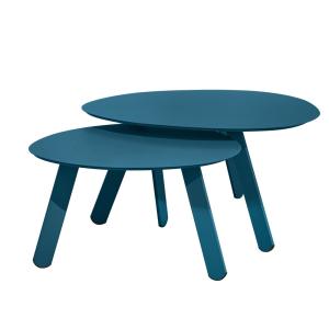 Lot de 2 tables basses gigognes de jardin bleu pacific
