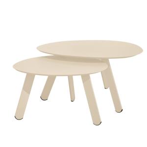 Lot de 2 tables basses gigognes de jardin crème