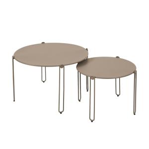 Lot de 2 tables basses gigognes de jardin taupe
