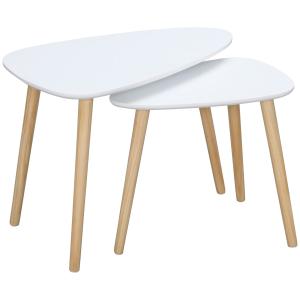 Lot de 2 tables basses gigognes design scandinave bois clai…