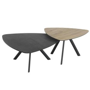 Lot de 2 tables basses gigognes en céramique grise et effet…