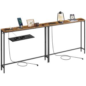 Lot de 2 tables consoles avec multiprise 15x100 x 80cm marr…