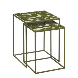 Lot de 2 tables d'appoint d'extérieur en métal vert H48