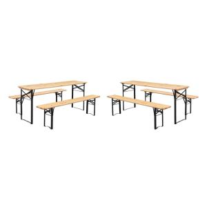 Lot de 2 tables de réception pliantes bois de sapin 2 bancs…