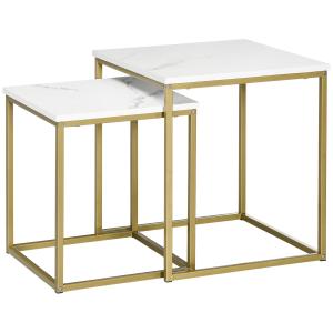 Lot de 2 tables gigognes art déco acier doré aspect marbre…