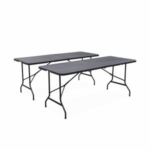 Lot de 2 tables table de réception grises 180cm