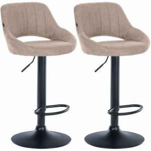 Lot de 2 Tabouret de bar réglable Pivotant en tissu Taupe