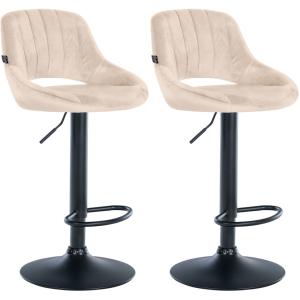 Lot de 2 Tabouret de bar réglable Pivotant en velours Crème…