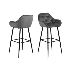 Lot de 2 tabouret haut avec accoudoirs en velours et métal…