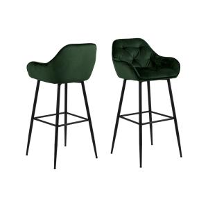 Lot de 2 tabouret haut avec accoudoirs en velours et métal…