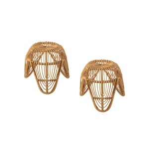 Lot de 2 tabouret rond en rotin