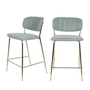 Lot de 2 tabourets bar en tissu avec pieds dorés H65cm - Ve…