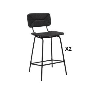 Lot de 2 tabourets d'ilot 65 cm en métal et rotin NEMA